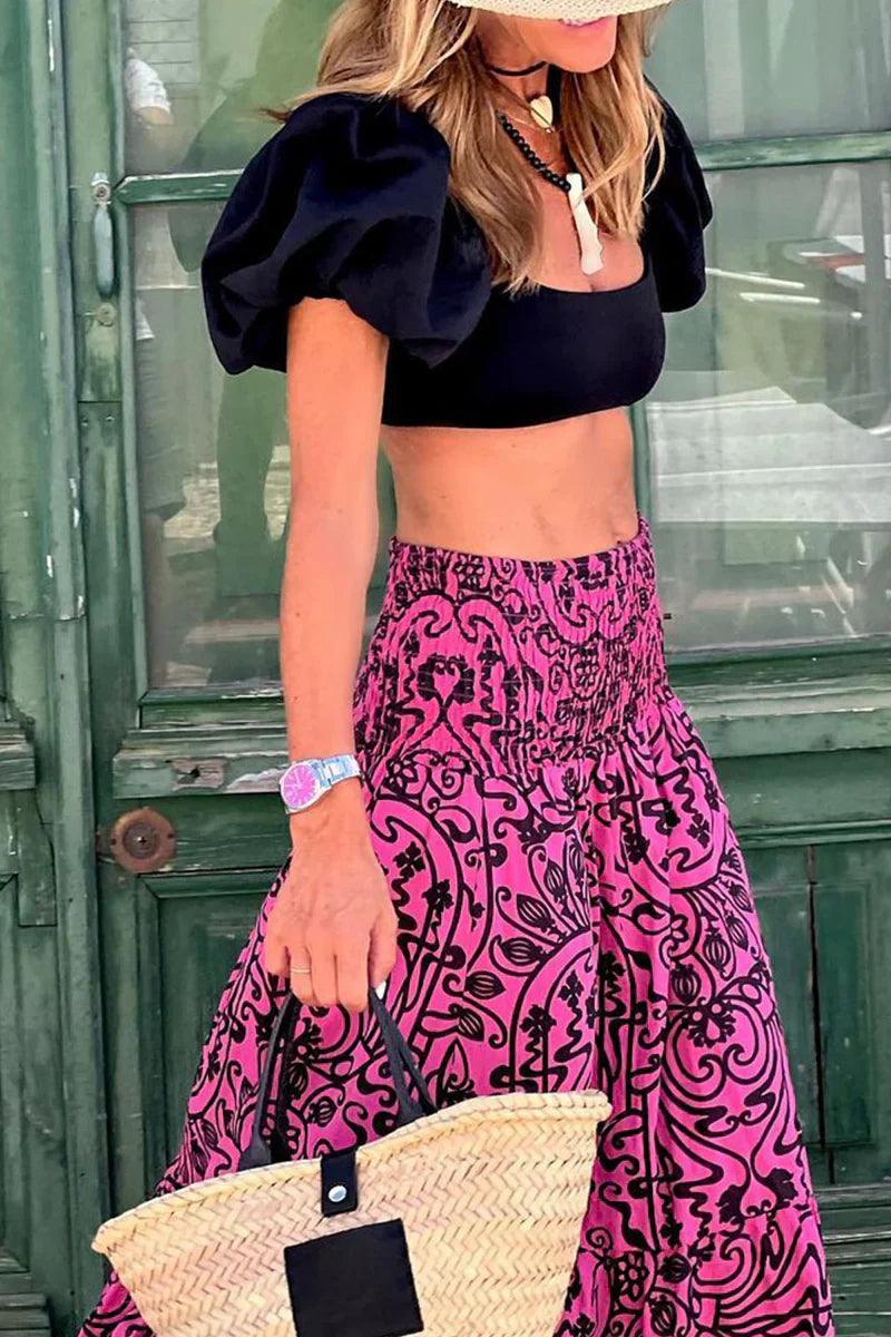 Women's Maxi Skirt Bold Pattern Full-Length Elastic Waist-2