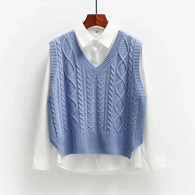 Amelia | Women's Cable Knit Sweater Vest with V-Neck 5