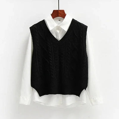 Amelia | Women's Cable Knit Sweater Vest with V-Neck 6