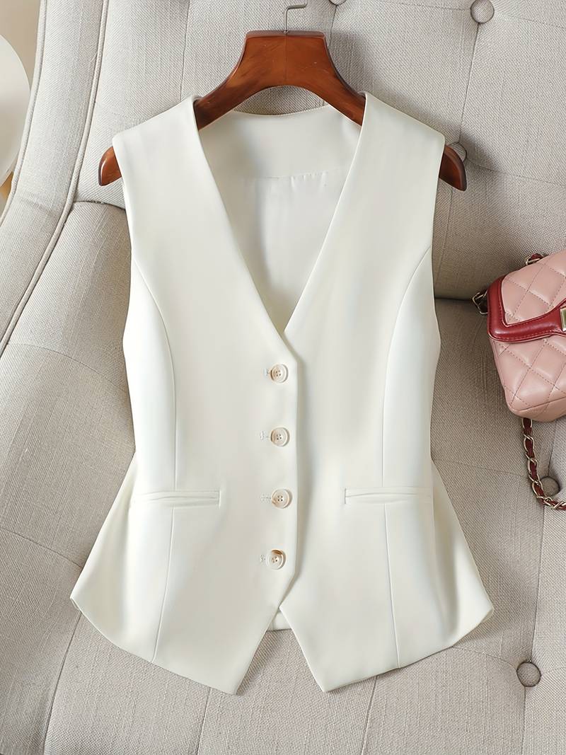 Camille | Women's Vest With V-Neckline and Button-Down Front 0