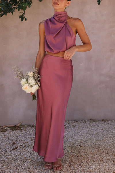Catherine | Satin Two-Piece Maxi Skirt and Top