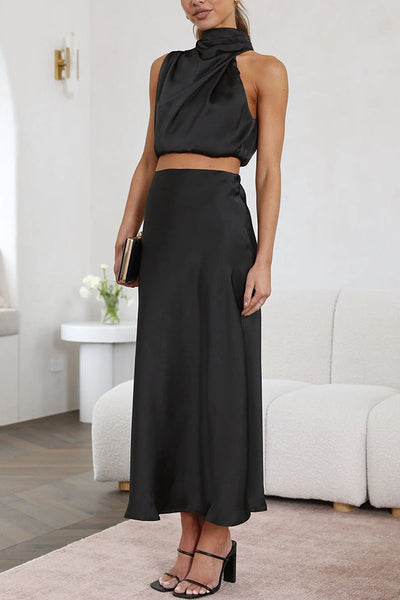 Catherine | Satin Two-Piece Maxi Skirt and Top