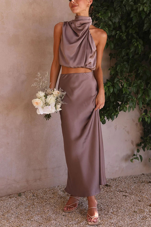 Catherine | Satin Two-Piece Maxi Skirt and Top