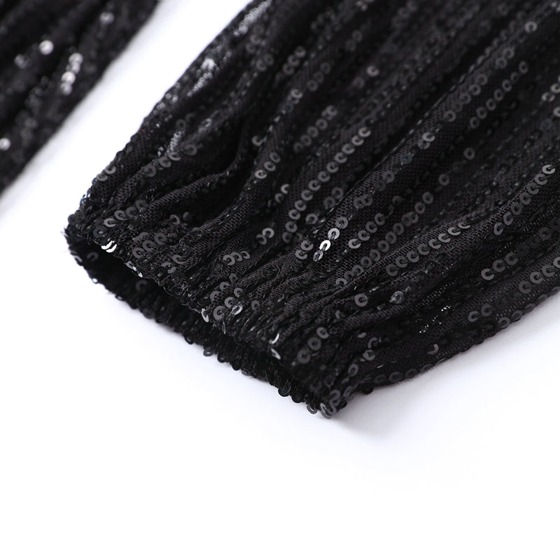 Felicia | Women's Black Glitter Party Dress Above Knee 7