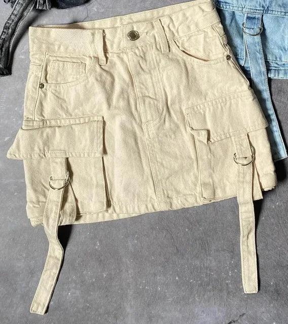 Variant image for Women's Denim A-Line Mini Skirt Multi-Pocket-11