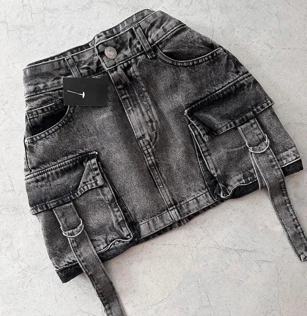 Variant image for Women's Denim A-Line Mini Skirt Multi-Pocket-1