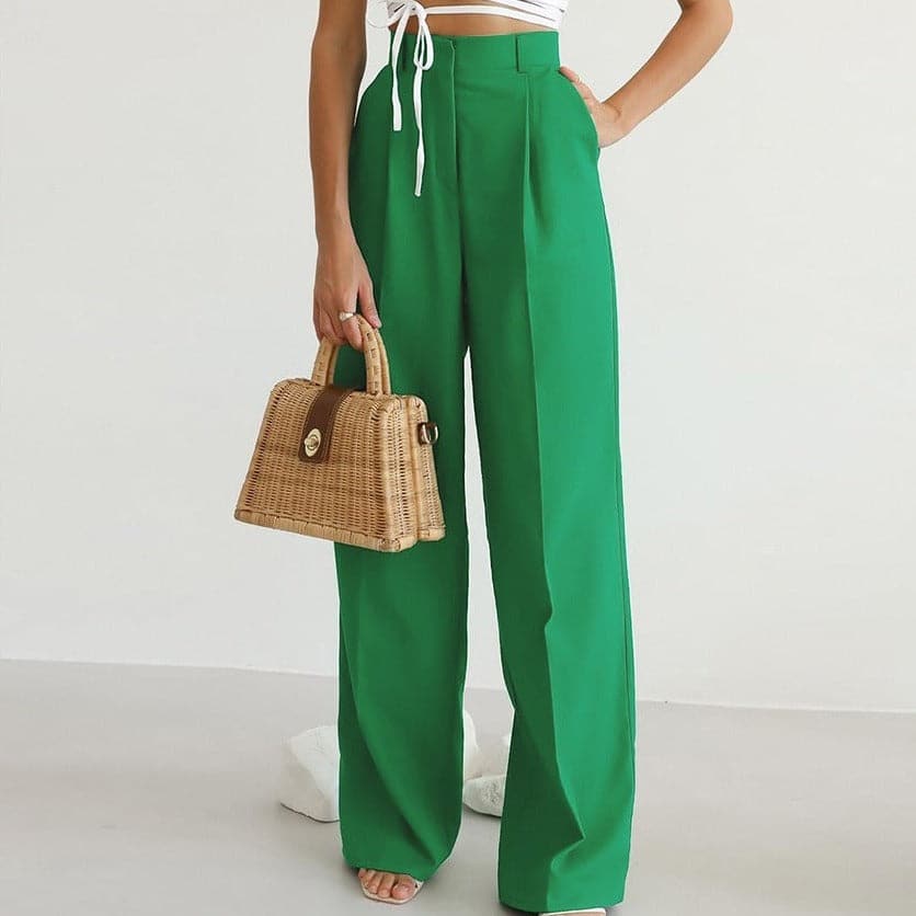 Harper | Women's High-Waisted Wide-Leg Pants With Pleats 0