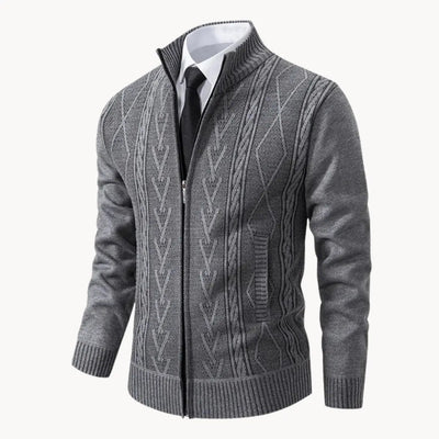 Henry | Men’s Cardigan With Zip Closure Ribbed Collar 0