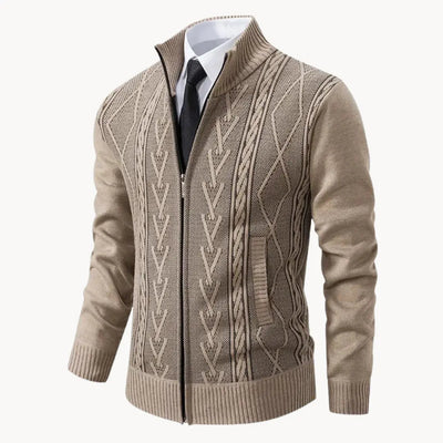 Henry | Men’s Cardigan With Zip Closure Ribbed Collar 1
