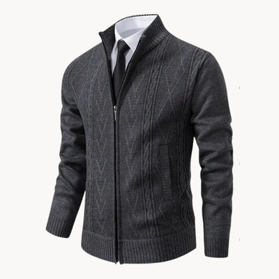 Henry | Men’s Cardigan With Zip Closure Ribbed Collar 2