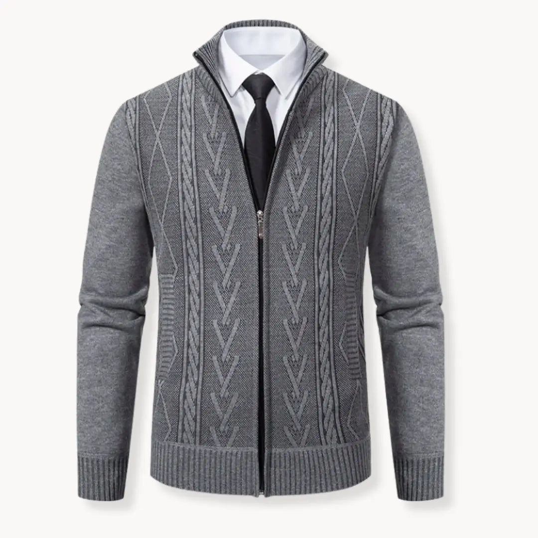 Henry | Men’s Cardigan With Zip Closure Ribbed Collar 3