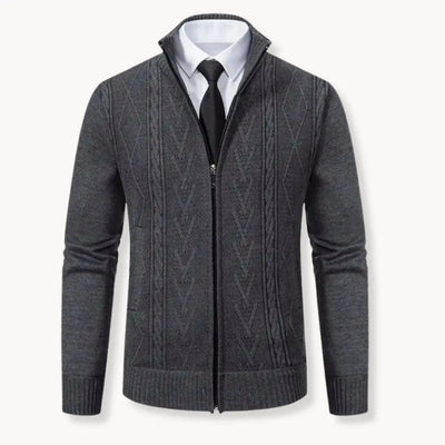 Henry | Men’s Cardigan With Zip Closure Ribbed Collar 5