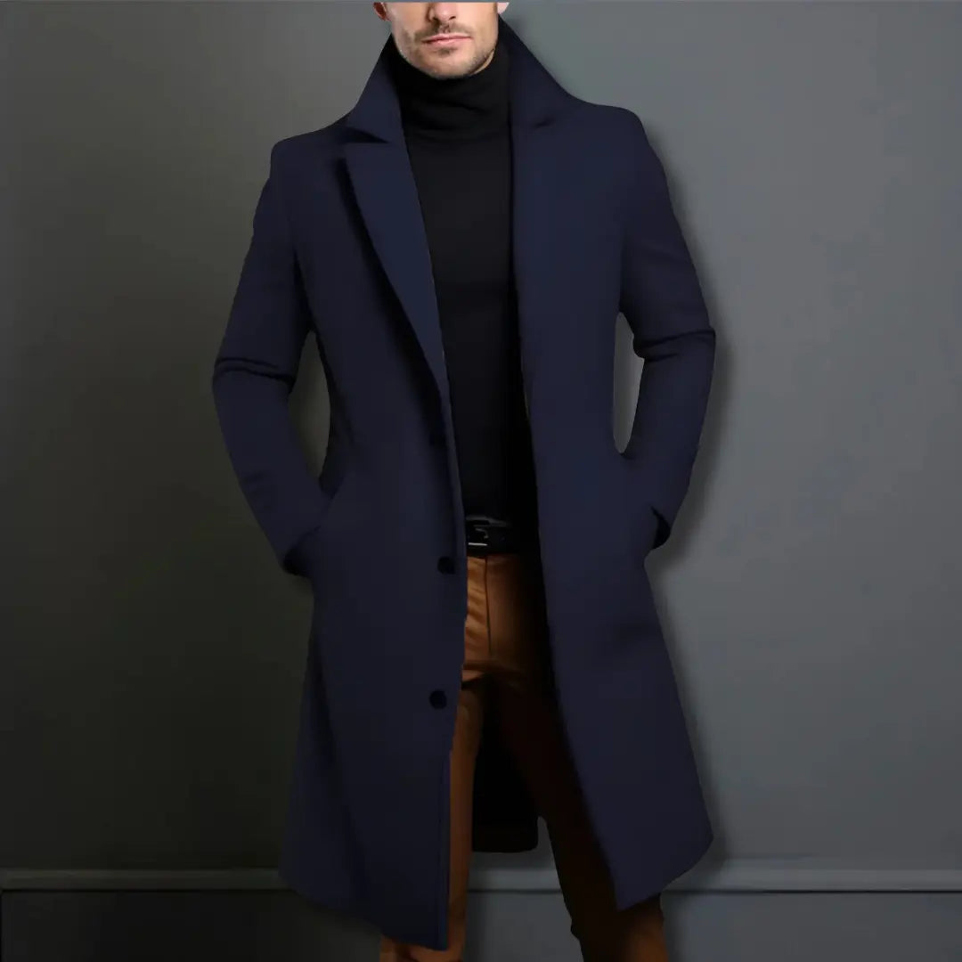 Henry | Men’s Overcoat With Button Closure Mid-Thigh Length 4