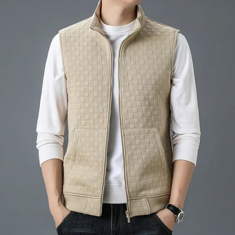 Henry | Men’s Zip Vest With Raised Grid Texture 0
