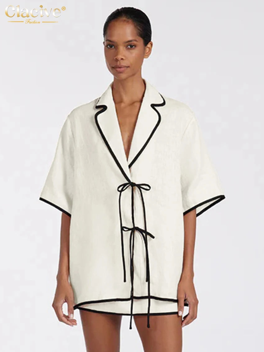 Isadora | Women's Lounge Set Cotton with Buttoned Top and Matching Shorts 0