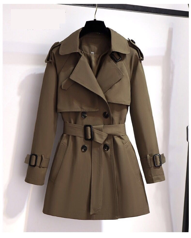 Katherine | Women's Double-Breasted Slim Trench Coat with Adjustable Waist 0