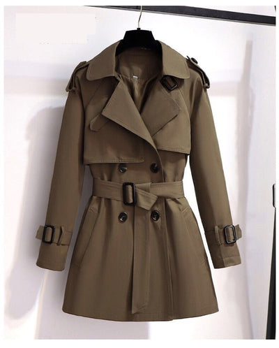 Katherine | Women's Double-Breasted Slim Trench Coat with Adjustable Waist 0