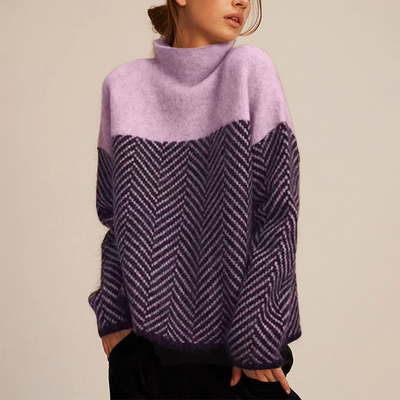Kiki | Women's Cashmere Sweater With Herringbone Detailing 3