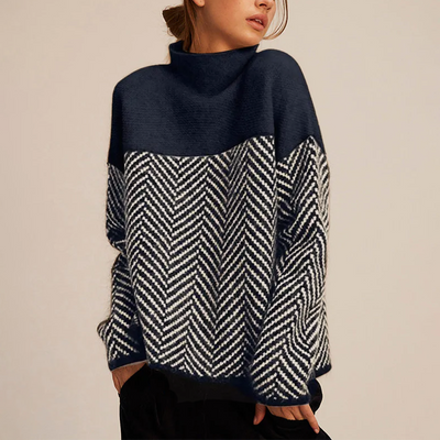 Kiki | Women's Cashmere Sweater With Herringbone Detailing 4