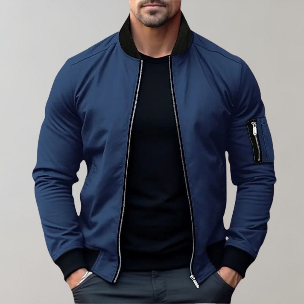 Liam | Men’s Bomber Jacket With Zipper Ribbed Cuffs 0