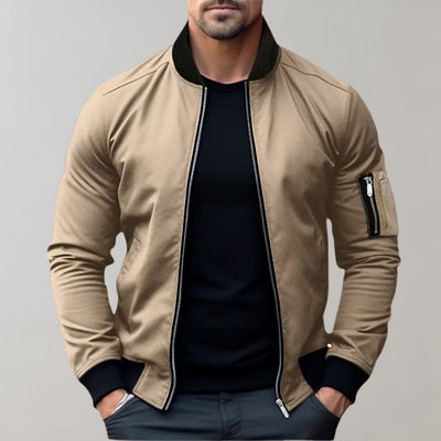 Liam | Men’s Bomber Jacket With Zipper Ribbed Cuffs 10