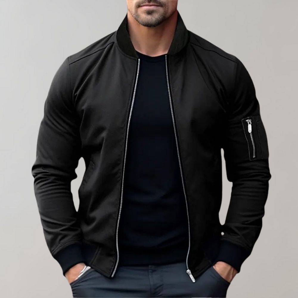 Liam | Men’s Bomber Jacket With Zipper Ribbed Cuffs 6