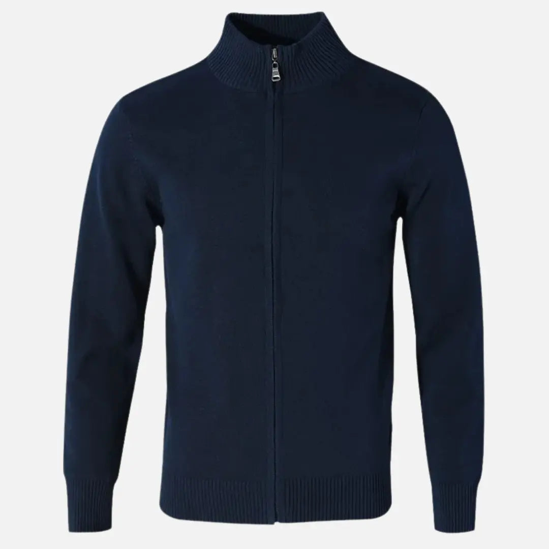 Liam | Men’s Cardigan With Full Zipper Ribbed Texture 0