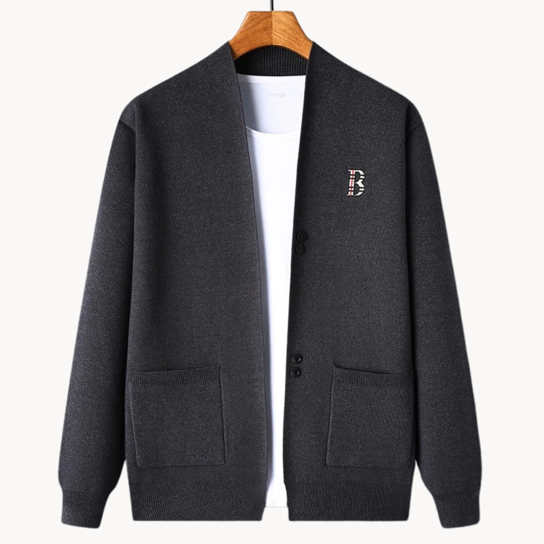 Liam | Men’s Cardigan With Ribbed Shoulders 0