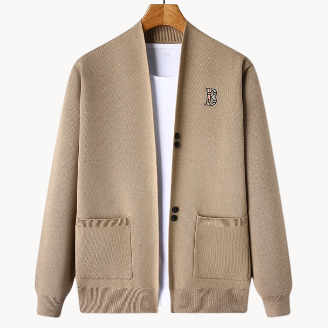 Liam | Men’s Cardigan With Ribbed Shoulders 1