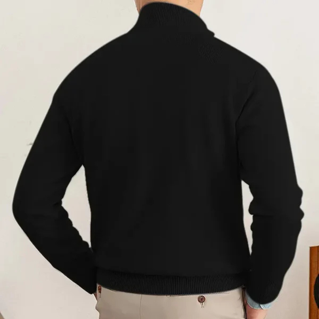 Liam | Men’s Half Zip Sweater High Collar Ribbed Edge 3