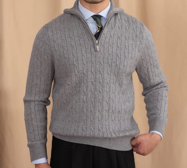 Liam | Men’s Sweater Half-Zip Cable Knit 1