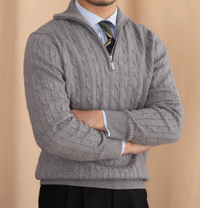 Liam | Men’s Sweater Half-Zip Cable Knit 2