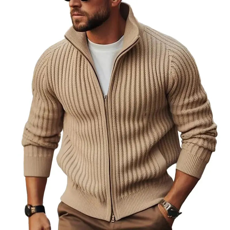 Liam | Men's Zip Up Cardigan Soft Texture 1