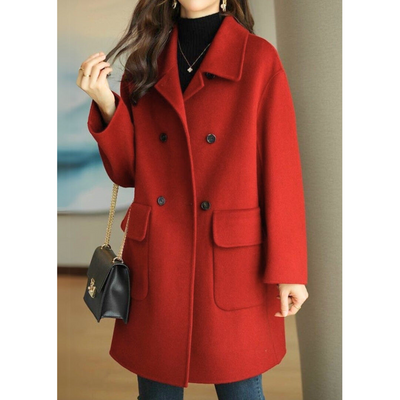 Marie | Women's Long Coat Mid-Length Buttoned Windproof 0