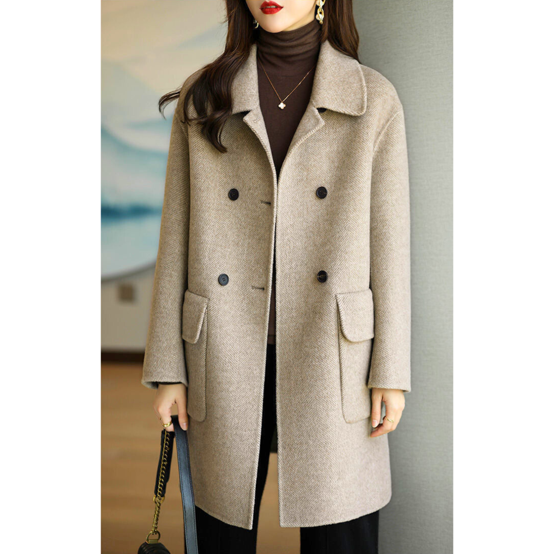 Marie | Women's Long Coat Mid-Length Buttoned Windproof 4
