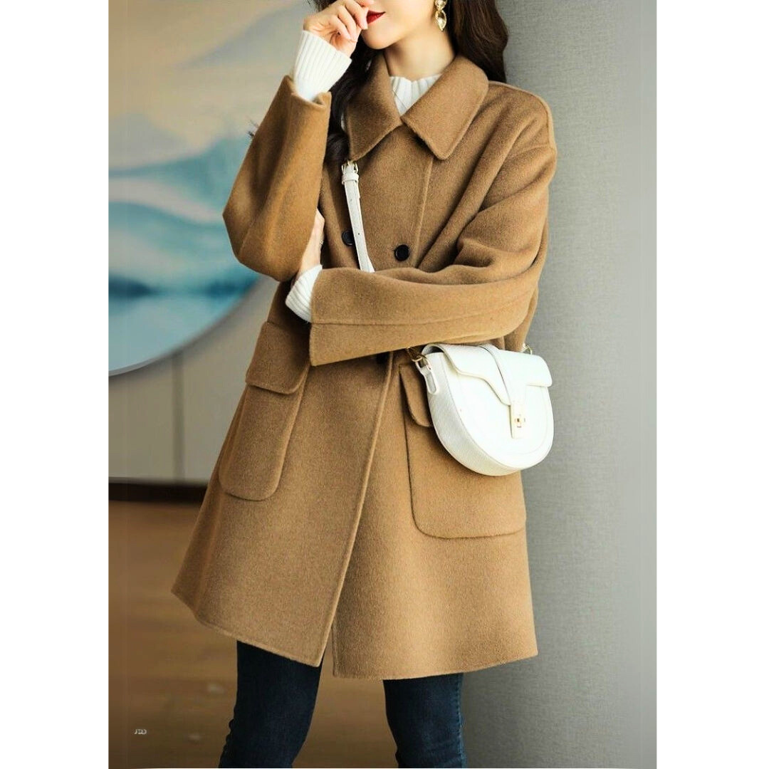 Marie | Women's Long Coat Mid-Length Buttoned Windproof 6