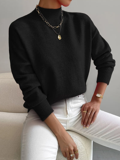 Marina | Women's Black Turtleneck Ribbed Sweater 4