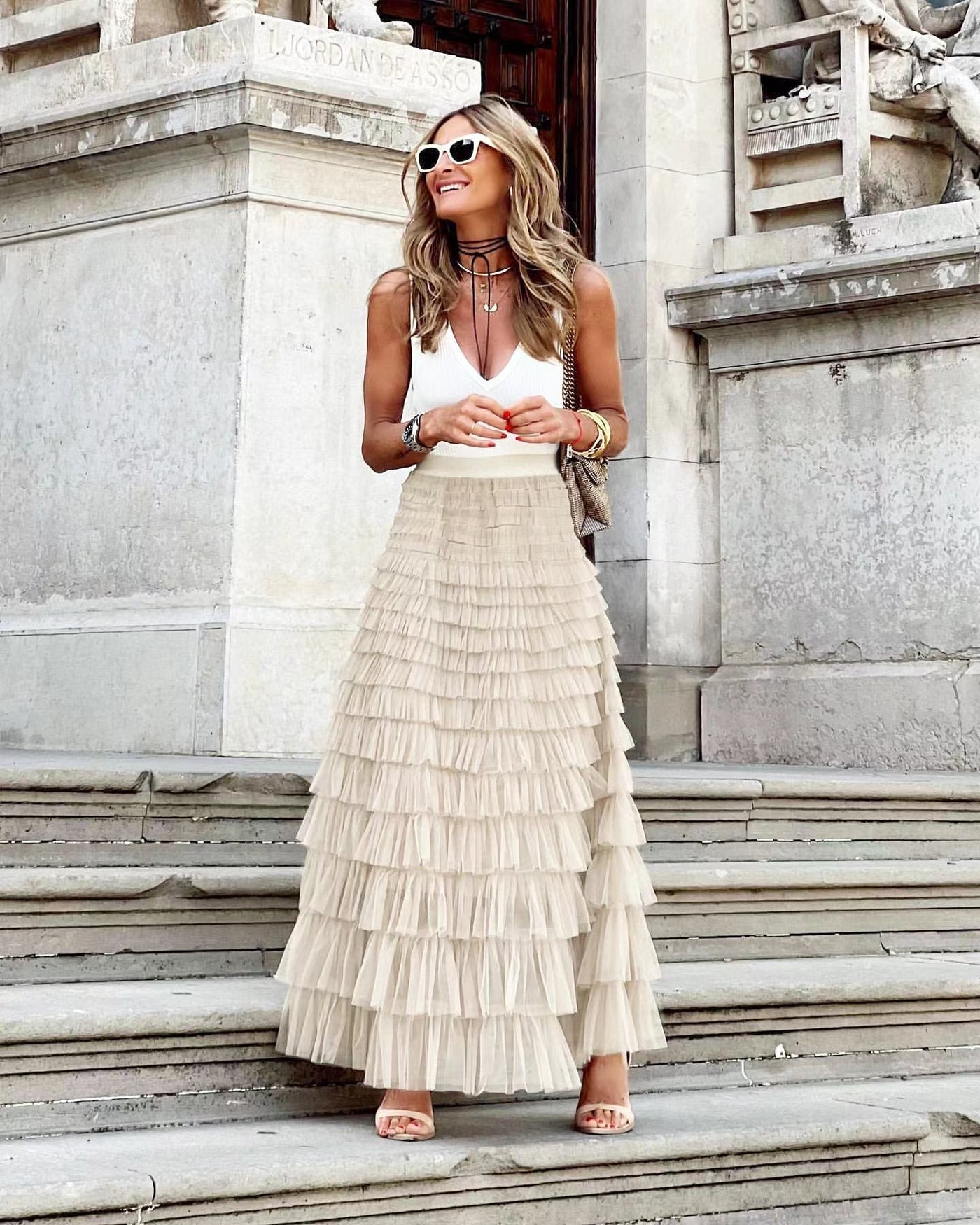 Variant image for Women's Maxi Skirt High Waist Ruffle Layers Tulle-17