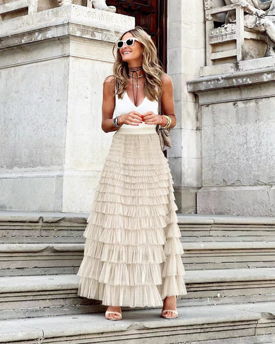 Variant image for Women's Maxi Skirt High Waist Ruffle Layers Tulle-17