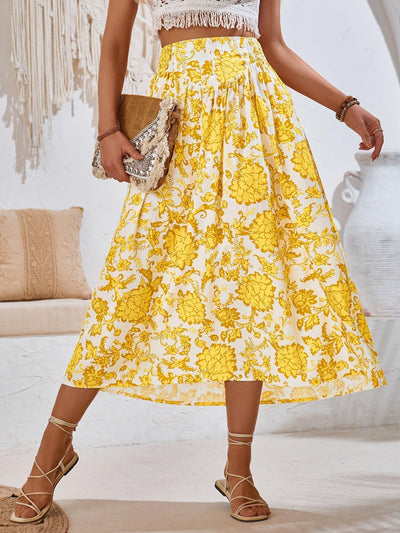 Women's Maxi Skirt Floral Print Cotton-2