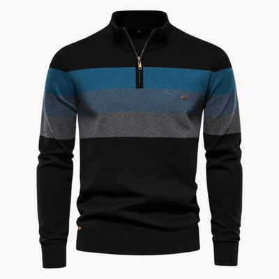 Oliver | Men’s Quarter-Zip Sweater Striped Pattern Smooth 2
