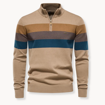 Oliver | Men’s Quarter-Zip Sweater Striped Pattern Smooth 3