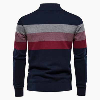 Oliver | Men’s Quarter-Zip Sweater Striped Pattern Smooth 4