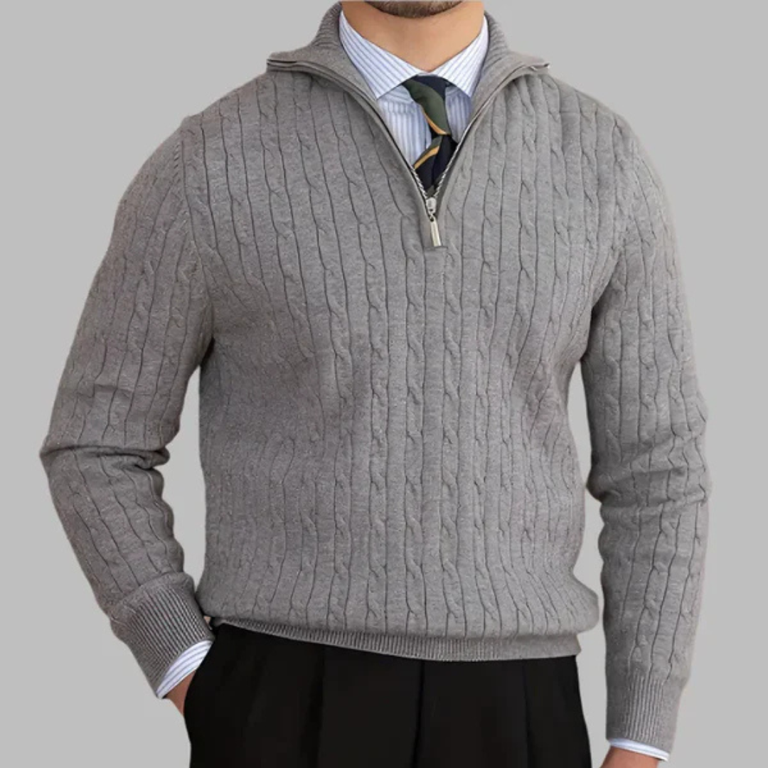 Oliver | Men’s Sweater Quarter Zip Cable Knit 1