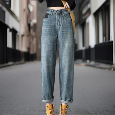 Olivia | High-Waisted Straight-Leg Jeans in Blue 0