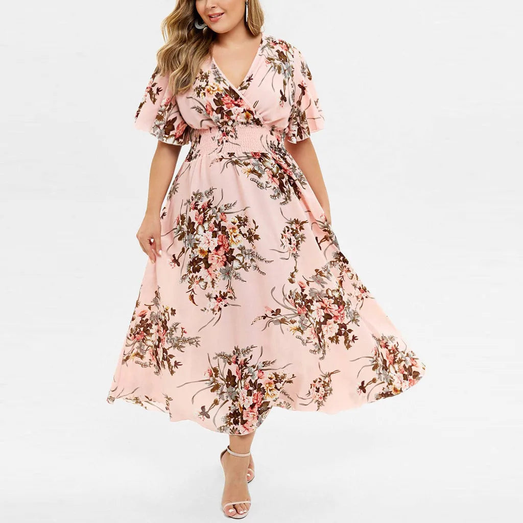 Olivia | Plus Size Floral Chiffon Dress 0