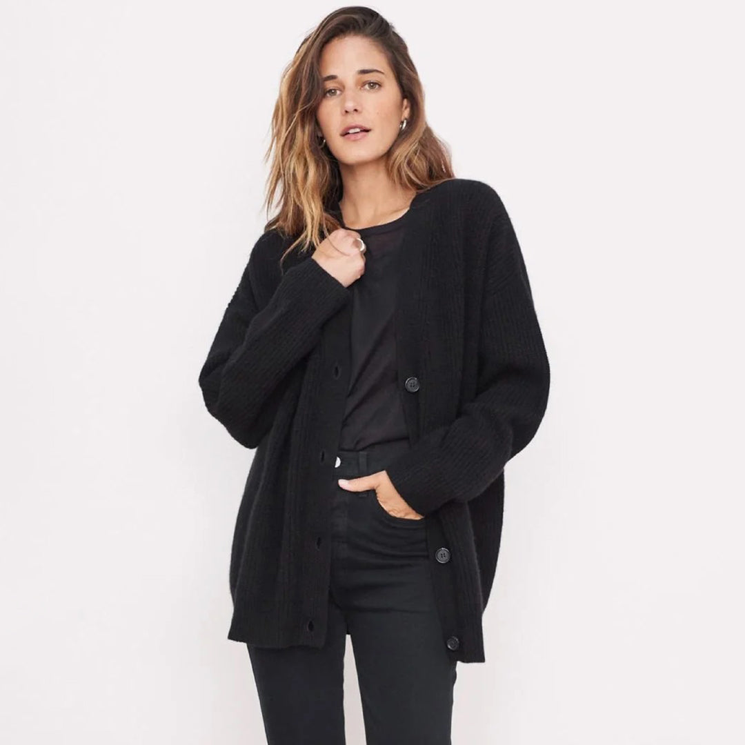 Olivia | Women's Black Oversized Cocoon Vest 1