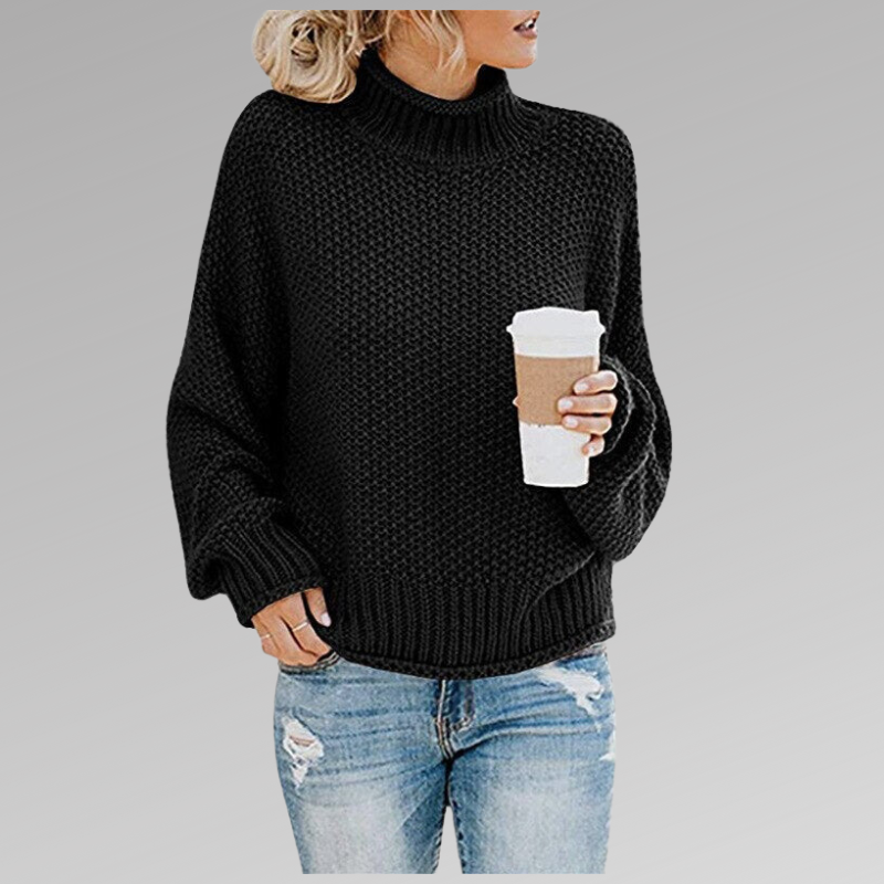 Olivia | Women's Black Turtleneck Oversized Sweater 2