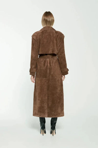 Olivia | Women's Vegan Leather Maxi Trench Coat with Belted Waist 2