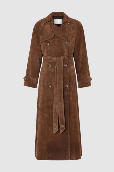 Olivia | Women's Vegan Leather Maxi Trench Coat with Belted Waist 3